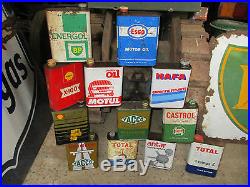 12 Vintage SHELL, ESSO, CASTROL Oil Can. Enamal Sign Petrol Pump Globe, Tractor Car