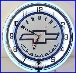18 Vintage CHEVROLET Sign Double Neon Wall Clock Camaro SS Pickup Truck Parts