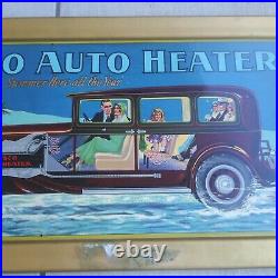 1920s FRANCISCO AUTO HEATER TIN ADVERTISING SIGN VINTAGE CAR SERVICE GAS STATION