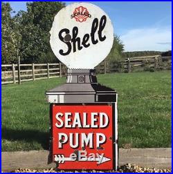 1920s SHELL ENAMEL SIGN sealed petrol pump advertising Automobilia oil Vintage