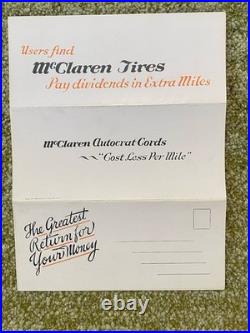 1920s Vintage McClaren Tire Adverting Brochure Auto Racing Brand Legendary