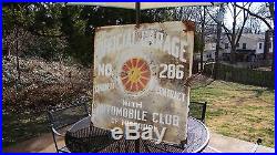 1920s Vtg Porcelain AAA Automobile Club Missouri St Louis Sign Gas Station Oil