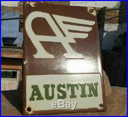 1930's Old Vintage Antique Rare Austin Car Embossed Porcelain Enamel Sign Board