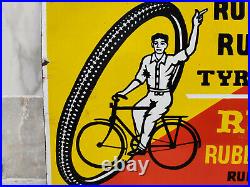 1930s Vintage Ruby Tyres & Tubes Automobile Cycle Advertising Enamel Sign Rare