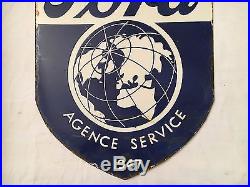 1940's Ford Agence Service Vintage Porcelain 2 Sided Enamel Sign