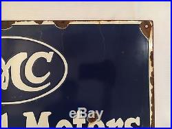 1940's GMC General Motor Trucks Sales Service Vintage Porcelain Enamel Sign
