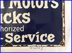 1940's GMC General Motor Trucks Sales Service Vintage Porcelain Enamel Sign