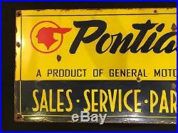 1940's Pontiac Sales Service Vintage Porcelain Enamel sign