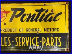 1940's Pontiac Sales Service Vintage Porcelain Enamel sign