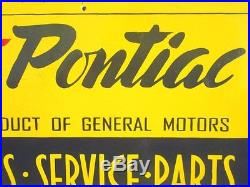 1940's Vintage Old Rare Pontiac General Motors Ad Porcelain Enamel Sign Board