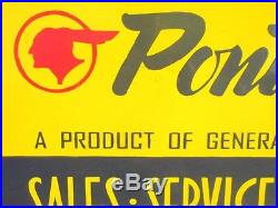 1940's Vintage Old Rare Pontiac General Motors Ad Porcelain Enamel Sign Board