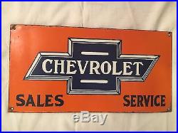 1940's Vintage Porcelain Chevrolet Motors Service Station Enamel Sign