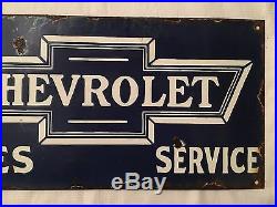 1940's Vintage Porcelain Chevrolet Sales Service Enamel Sign