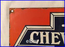 1940's Vintage Porcelain Chevrolet Sales Service Station Rare Enamel Sign