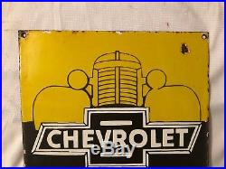 1940's Vintage Porcelain Chevrolet Trucks Enamel Sign