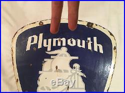 1940's Vintage Porcelain Chrysler Plymouth 2 Sided Enamel Sign