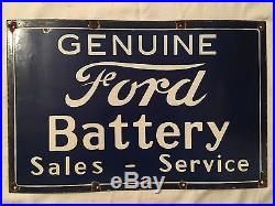 1940's Vintage Porcelain Ford Battery Sales Service Enamel Sign