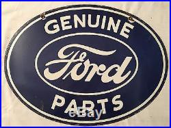 1940's Vintage Porcelain Ford Genuine Parts 2 Sided Enamel Sign