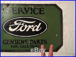 1940's Vintage Porcelain Ford Genuine Parts 2 Sided Enamel Sign