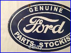 1940's Vintage Porcelain Ford Stockists 2 Sided Enamel Sign