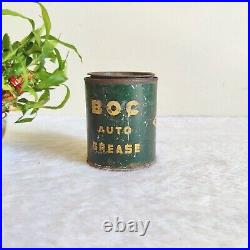 1940s Vintage BOC Auto Grease Automobile Advertising Litho Tin Box Round TB52