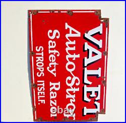 1940s Vintage Valet Auto Strop Safety Razor Advertising Enamel Sign Board EB182