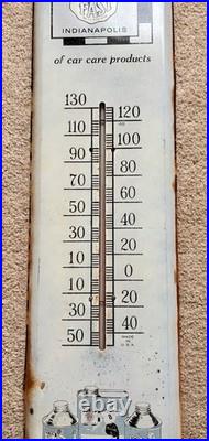 1950 60 Bowes Seal Fast Radiator Indianapolis 500 Thermometer Sign VTG auto car