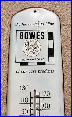 1950 60 Bowes Seal Fast Radiator Indianapolis 500 Thermometer Sign VTG auto car