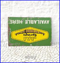 1950 Vintage Jai Springs Available Here Advertising Enamel Sign Automobile EB500