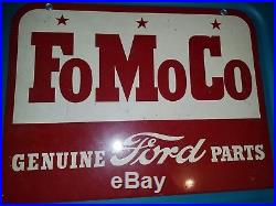 1950's 60's Vintage FoMoCo Metal Sign 2 Sided Genuine Parts Ford Motor Company