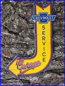 1950's Vintage Chevrolet Porcelain Sign Old Chevy Automobile Sales Service 12