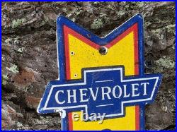 1950's Vintage Chevrolet Porcelain Sign Old Chevy Automobile Sales Service 12