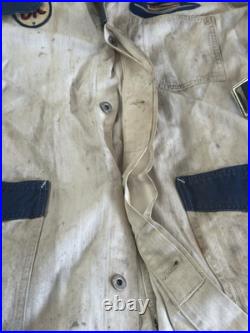 1955-57 Chevrolet Dealer STITCHED Work Coat OK USED CARS Herringbone Shop Jacket 1955-57 Chevrolet Dealer STITCHED Work Coat OK USED CARS Herringbone Shop Jacket