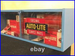 1957 Auto-Lite Parts CABINET DISPLAY SIGN With Vintage Boxes Gasket Set Spark Plug