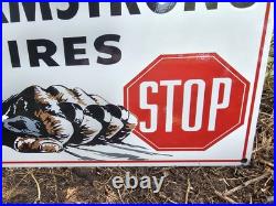1960's Vintage Armstrong Tires Porcelain Dealership Sign 12 X 8