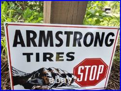 1960's Vintage Armstrong Tires Porcelain Dealership Sign 12 X 8