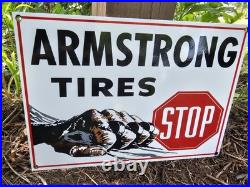 1960's Vintage Armstrong Tires Porcelain Dealership Sign 12 X 8