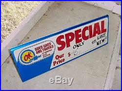 1960s Vintage CHEVROLET OK USED CARS Old Double Sided Stand Up Metal Sign