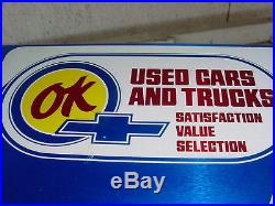 1960s Vintage CHEVROLET OK USED CARS Old Double Sided Stand Up Metal Sign