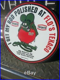 1963 Texaco Rat Fink Porcelain Sign Gas Oil Az Us 66 Rod Car Wash Vintage Nos