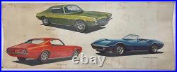 1970 Chevrolet Camaro Corvette Dealer Showroom Display Panel Litho Vintage GM