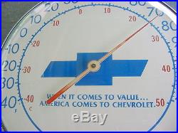 1970s Vintage CHEVROLET CAR Old Dial Thermometer Sign
