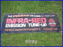 (2) Large Vintage Peerless Auto Shop Advertising Car Tune-up Vinyl Banners Signs