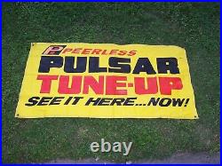 (2) Large Vintage Peerless Auto Shop Advertising Car Tune-up Vinyl Banners Signs