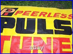 (2) Large Vintage Peerless Auto Shop Advertising Car Tune-up Vinyl Banners Signs