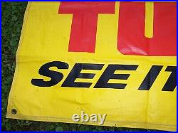 (2) Large Vintage Peerless Auto Shop Advertising Car Tune-up Vinyl Banners Signs