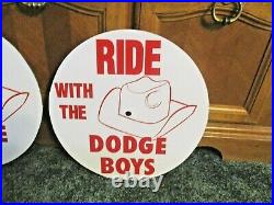 2 Vintage Style Wheel Disc's Mopar RIDE WITH THE DODGE BOYS Cuda Charger Sign