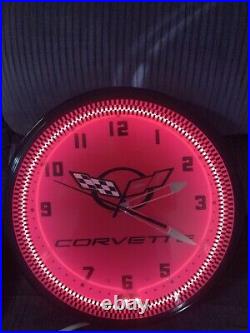 20 Corvette Dealer Neon Wall Clock Vintage! Made in the USA