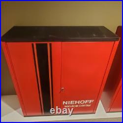 2x Vintage Niehoff 35x30x11 Tune Up Auto Shop Metal Wall Mounted Cabinets