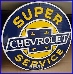 3 vtg Chevy car dealer service advertising porcelain enamel sign, old auto sign
